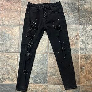 NFINITY Black Skinny Distressed Jeans